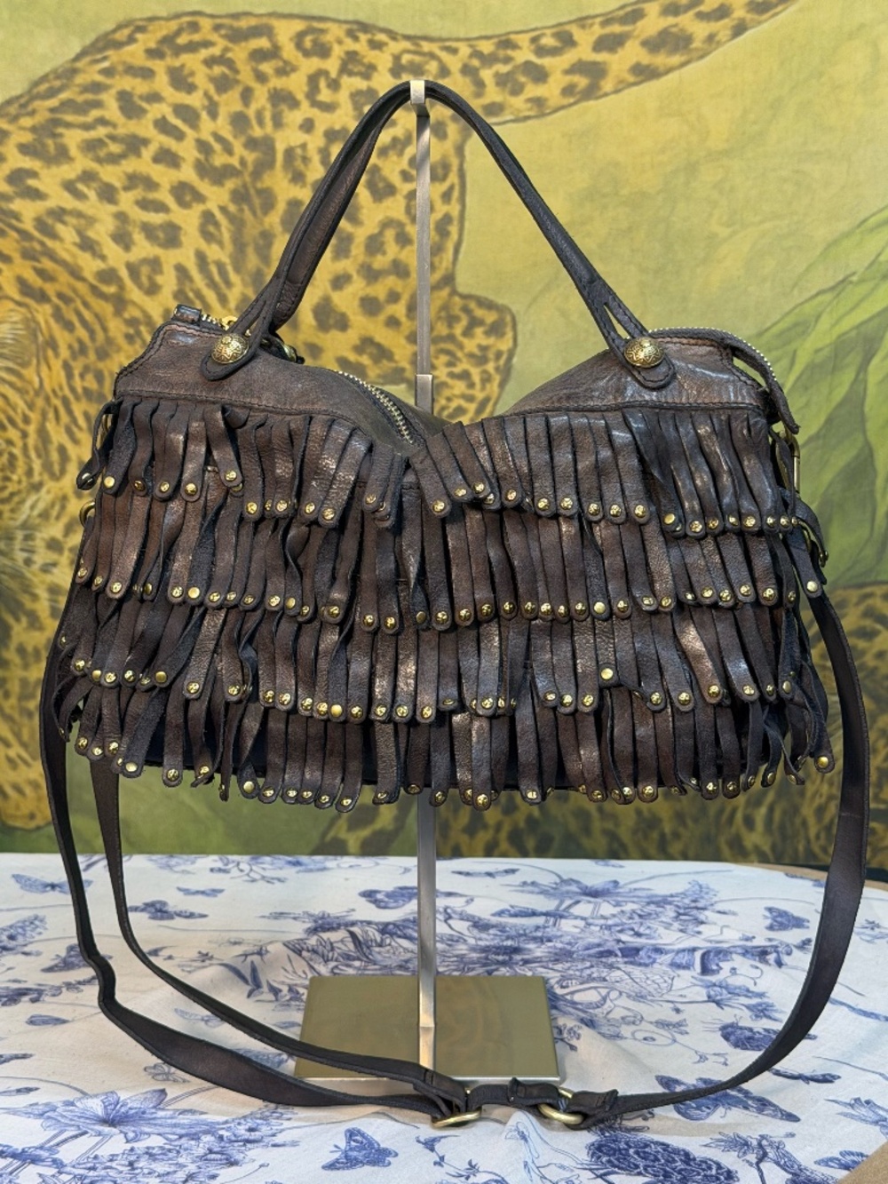 Campomaggi Fringed Leather Bag in Mahogany